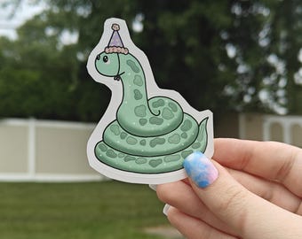 Hand Drawn Party Snake Die Cut Sticker