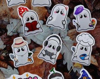 Hand-drawn Die Cut Ghost Stickers