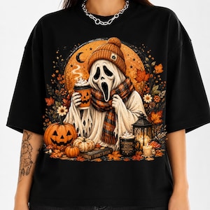 Ghostface Fall Coffee Png, Halloween Latte Shirt Design, Autumn Spooky Season Sublimation, Fall Shirt Design, Spooky Pumpkin Coffee PNG