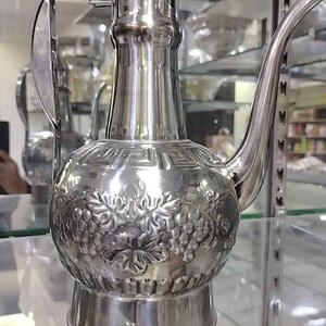 Hand-Crafted Moroccan Tea Pot & Decorative Serving Tray - Luxury Silver Plated Artisan Set
