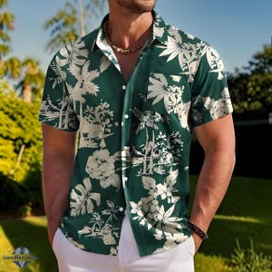 Camisa hawaiana tropical para hombre – Camisa playera de manga corta con estampado floral y botones / Varios diseños