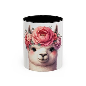 Mug, Drama Llama in her flower crown, Drama Llama Coffee Mug, Floral Llama Cup, Cute Llama Mug, Boho Llama Tea Cup, Drama Lama Kitchen Decor