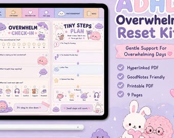 Kit para superar la sobrecarga emocional asociada al TDAH, apoyo para la disfunción ejecutiva, planificador digital (PDF con hipervínculos)