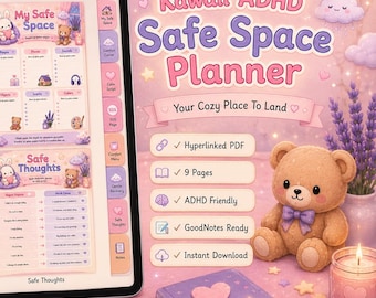 Kawaii ADHD Safe Space Planner | Hyperlinked GoodNotes Journal (Digital Download)