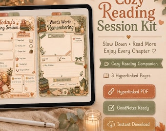 Cozy Reading Journal Kit | Digital Book Tracker PDF (GoodNotes Ready)