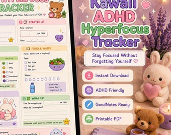 Moniteur hyperfocus Kawaii TDAH | Planificateur d'entretiens personnels (téléchargement numérique)