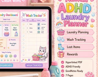 Planificador de cuidados para mascotas Kawaii / Seguimiento de salud, alimentación y medicación (Descarga digital)