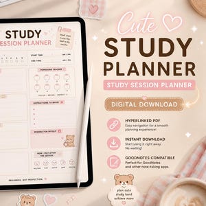 Agenda per sessioni di studio / Strumento Pomodoro per il monitoraggio degli obiettivi e delle note (download digitale)