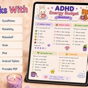 ADHD Energy Budget Worksheet | Planner Printable, Burnout Recovery (Digital Download) image 5