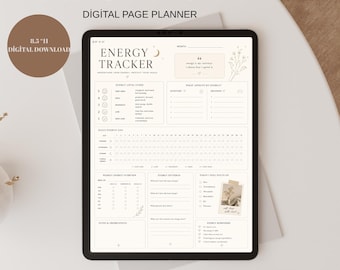 Planificador de energía/bienestar para personas con TDAH (descarga digital)