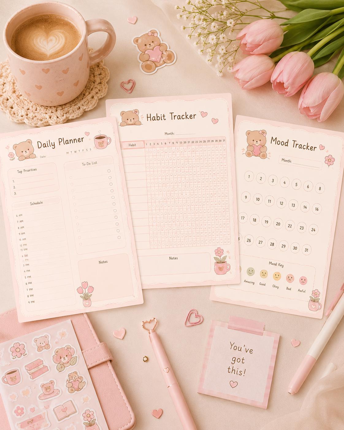 Cozy Kawaii Planner Bundle, Pastel Pink Goodnotes, Self Care (digital ...
