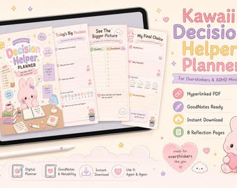 Agenda Kawaii para la toma de decisiones / Diario de apoyo para el TDAH y el exceso de pensamiento (Descarga digital)