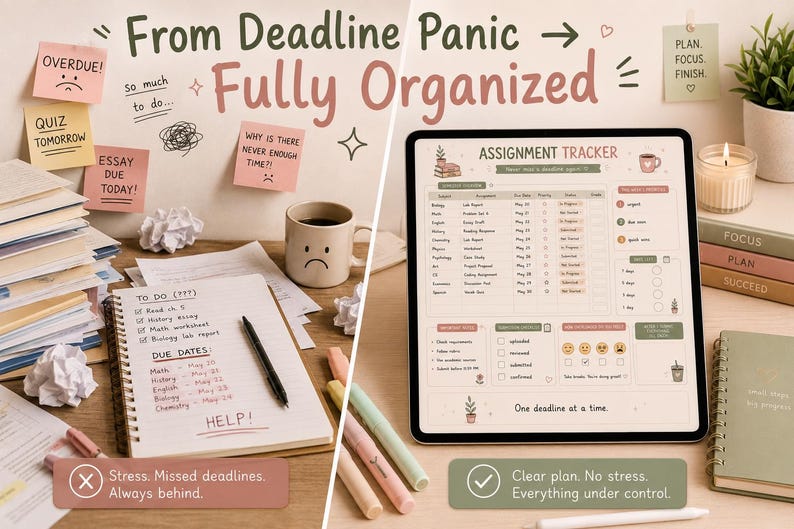 Deadline Tracker Printable | Assignment Tracker for Students | School ...