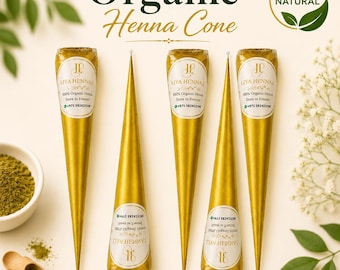 Henna Cones | Organic Henna | Natural Handmade | Fresh Mehndi Cones Dark Stain | Chemical Free Henna Paste | DIY Temporary Tattoo| 30g Brown