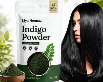 Proszek indygo do naturalnych czarnych włosów | Farba ziołowa | Pokrycie siwych włosów | Kolor bez chemii | Opakowanie organiczne