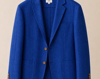 Handloom Linen Blazer for Men, Handmade Linen Jacket, Sustainable Artisan Blazer, Natural Dye Linen Coat,