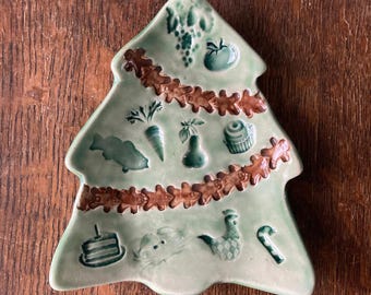 SPOON REST Christmas DinnerTree Multi Use Hand Made Stoneware