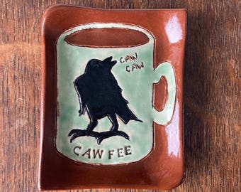 CAWFEE  LOVERS Spoon rest Stoneware Handmade