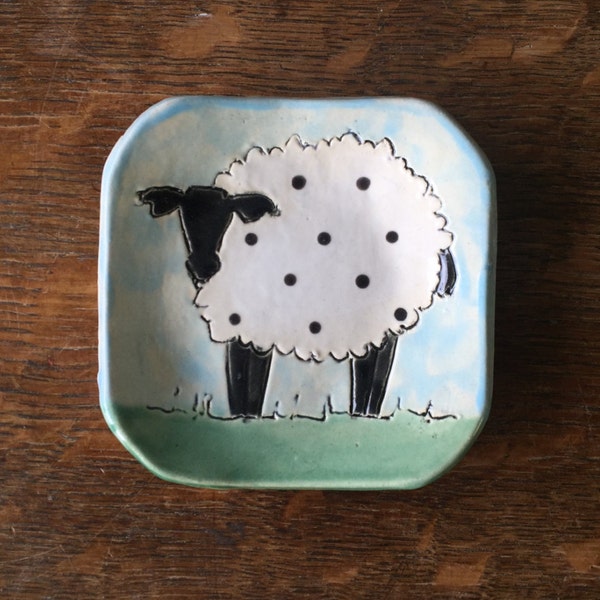 SPOON REST CERAMIC Grazing Sheep Stoneware Handmade