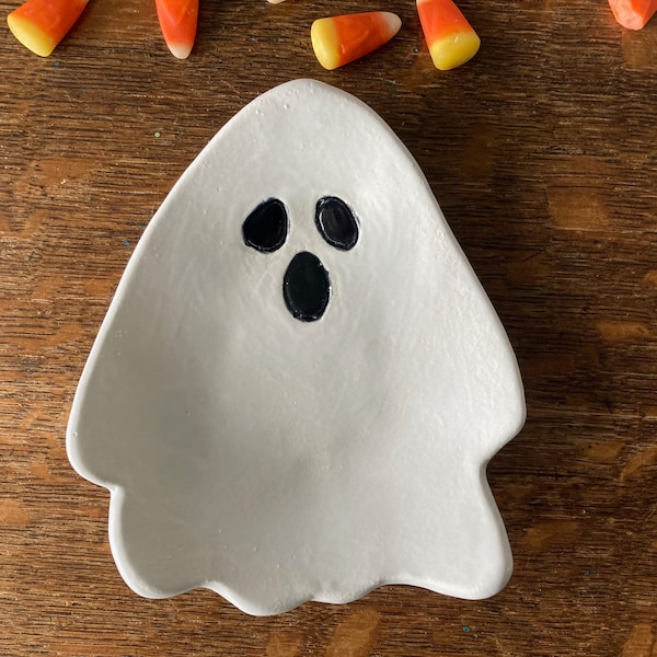 SPOON REST HALLOWEEN Ghost Handmade Stoneware