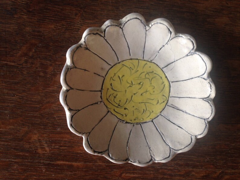 SPOON REST Stoneware White Flower Dish Handmade