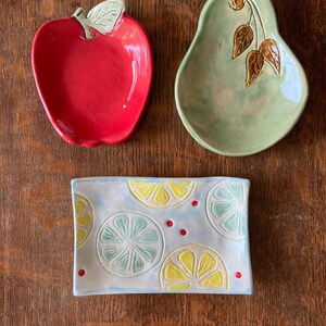 SPOON REST Apple Juicy Red Stoneware Ceramic Handmade Multi Uses image 6