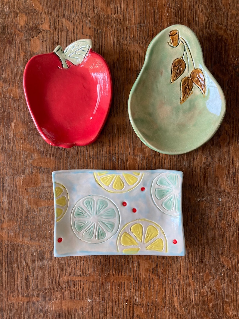 SPOON REST Apple Juicy Red Stoneware Ceramic Handmade Multi Uses image 6