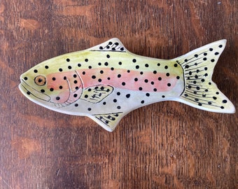 SPOON REST  Rainbow Trout Stoneware Hand made