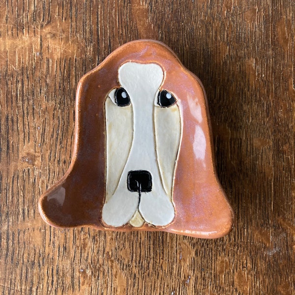 SPOON REST CERAMIC Basset Hound Stoneware Clay Handmade