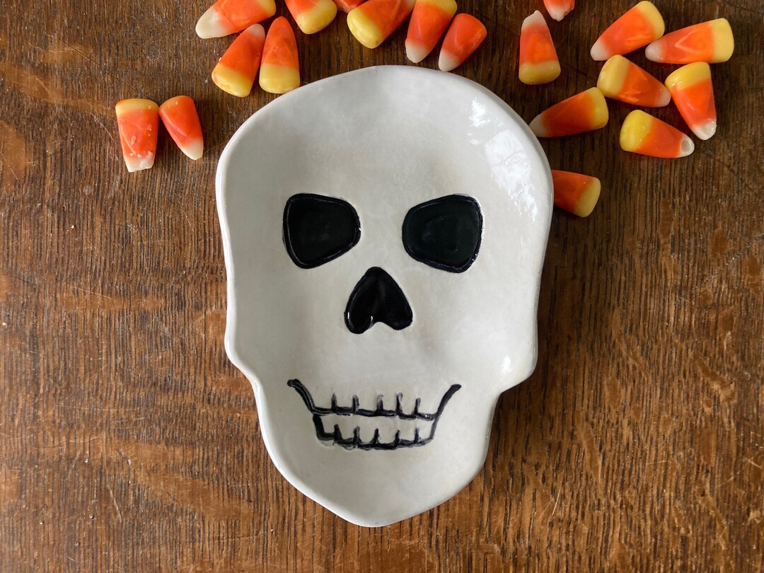 Halloween SKULL SPOON REST Stoneware Clay Hand Made Etsy