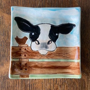 SPOON REST CERAMIC Contented Cow Handmade Stoneware
