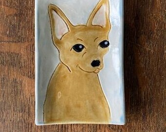 SPOON REST CHIHUAHUA Dog Profile Stoneware Hand Made