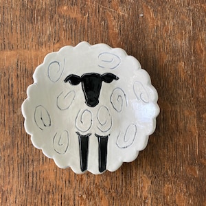 SPOON REST Regular Size Woolly SHEEP Stoneware Clay Handmade