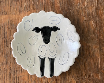 SPOON REST Regular Size Woolly SHEEP Stoneware Clay Handmade