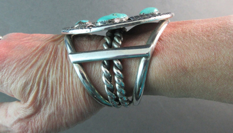 Navajo PAUL CHEE Vintage 1970's-Heavy Battle Mountain Turquoise Vintage Traditional Sterling Cuff 4.4 Ounces 23/4For Smaller Wrist image 9