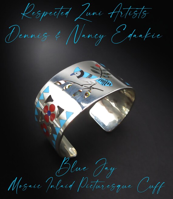 Native American Important Harlan Coonsis Bluejay Turquoise Sterling Silver Inlay Ring Native American Important Harlan Coonsis Bluejay Turquoise Sterling Silver Inlay Ring