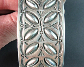 Navajo HERMAN Smith-heavy Gauge-precise Repousse 925 Cuff-fits 6-3