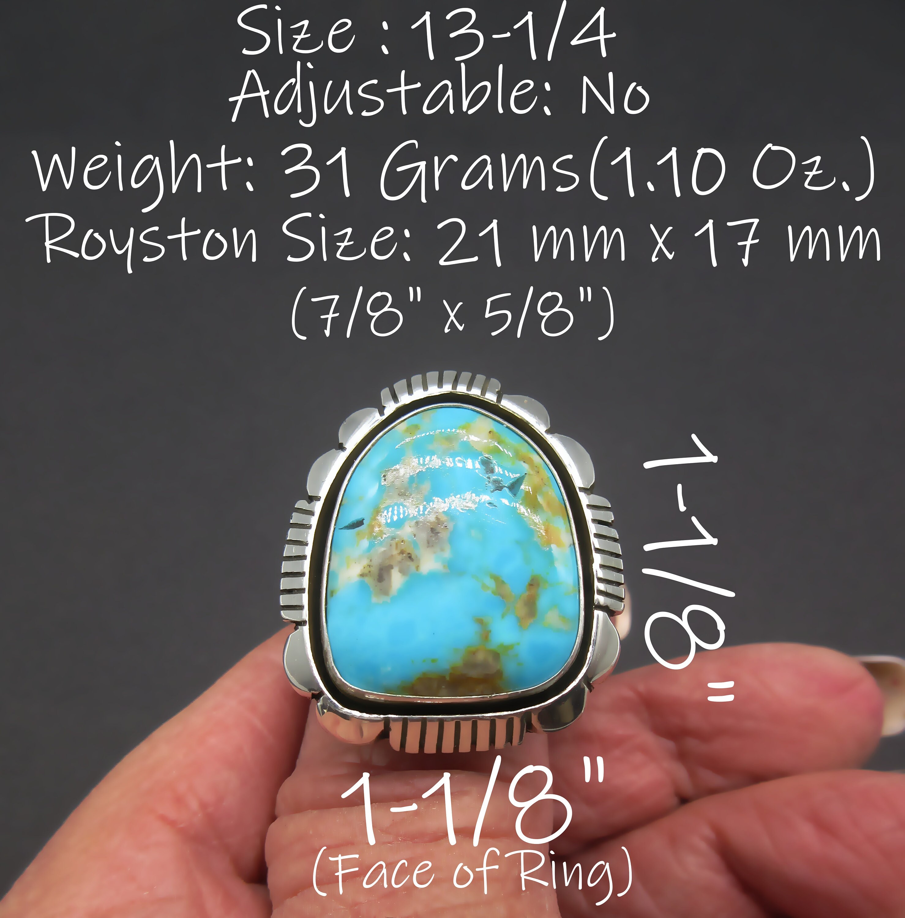 willie cooper、ウィリークーパー、ターコイズリング Navajo Artisan-cooper Willie-caribbean Blue Colored ROYSTON