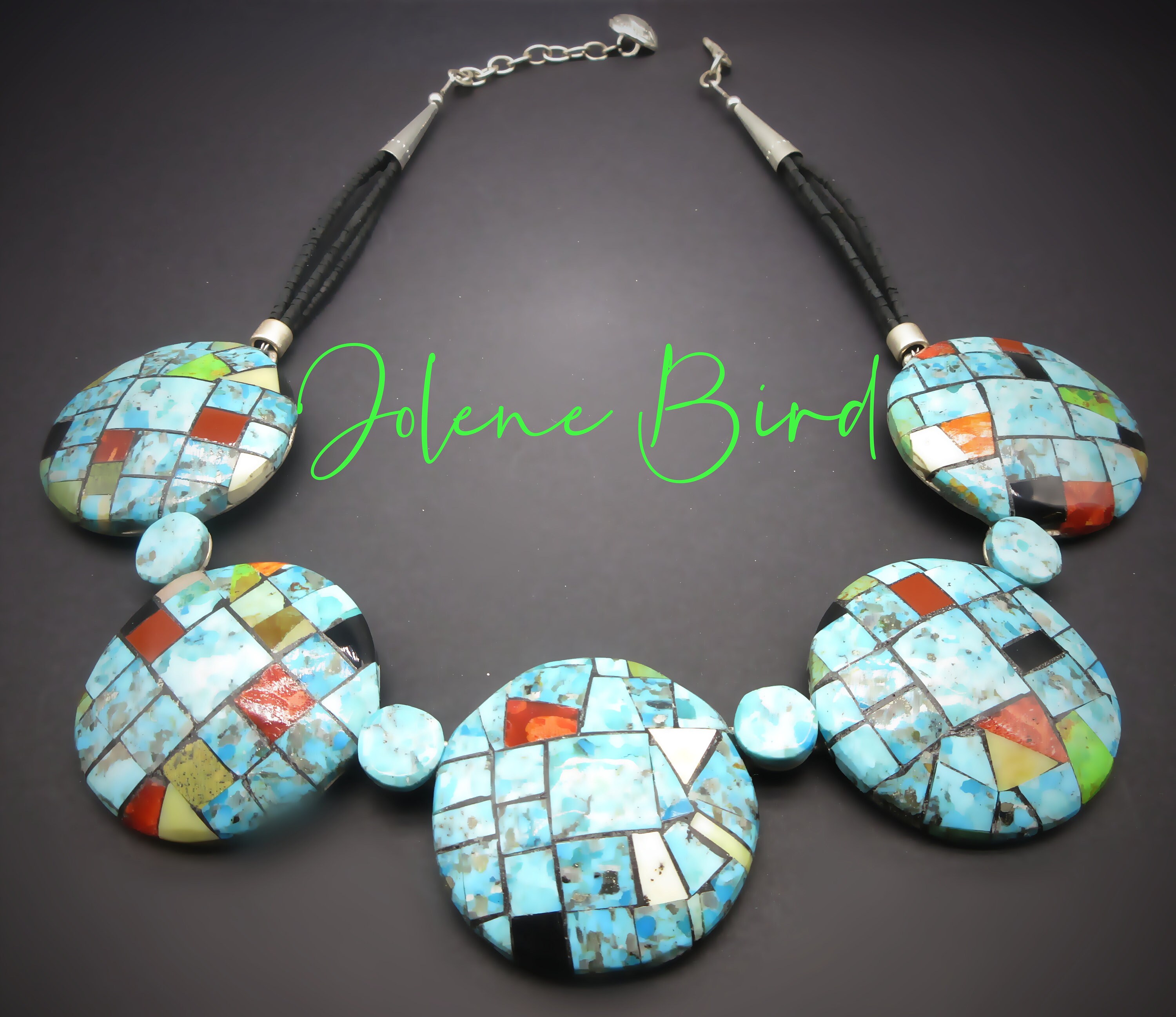 Native American Stunning Santo Domingo Turquoise Coral Gaspeite Shell Birds Necklace Native American Stunning Santo Domingo Turquoise Coral Gaspeite Shell Birds Necklace