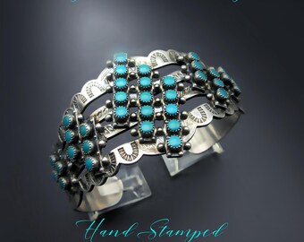 Snake Eyes Turquoise Vintage Quad Row Native American Zuni Sterling Silver Bracelet Snake Eyes Turquoise Vintage Quad Row Native American Zuni Sterling Silver Bracelet