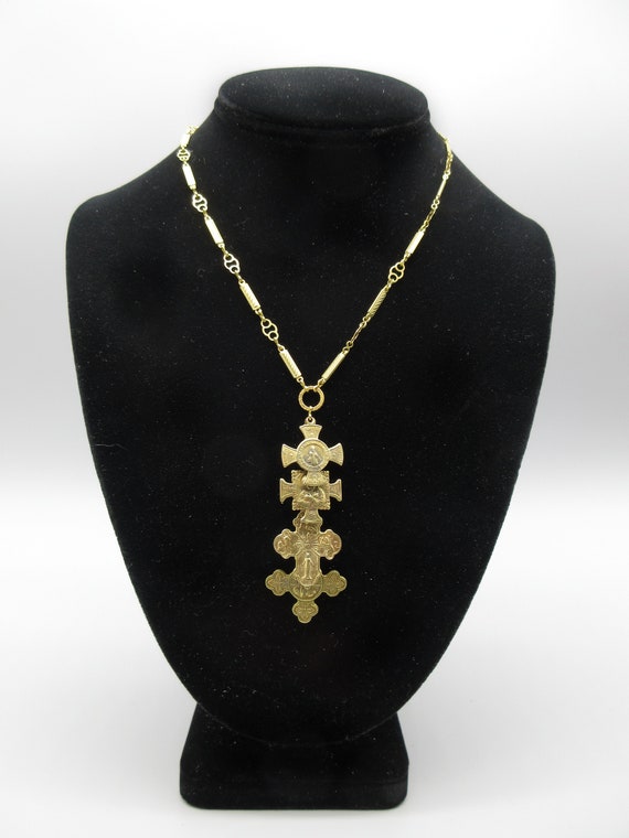 Rare Holy Medals Repurposed1940's Brass French Chai… Gem