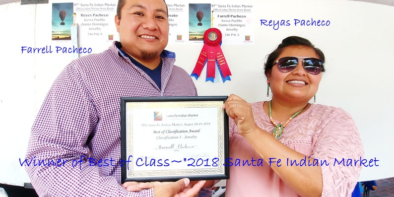 Santa Fe Indian Market 1st Place Award Winners~Kewa Pueblo~FARRELLREYES PACHECO~Hand Cut OliveSpiny Oyster Shell Heishi Necklace