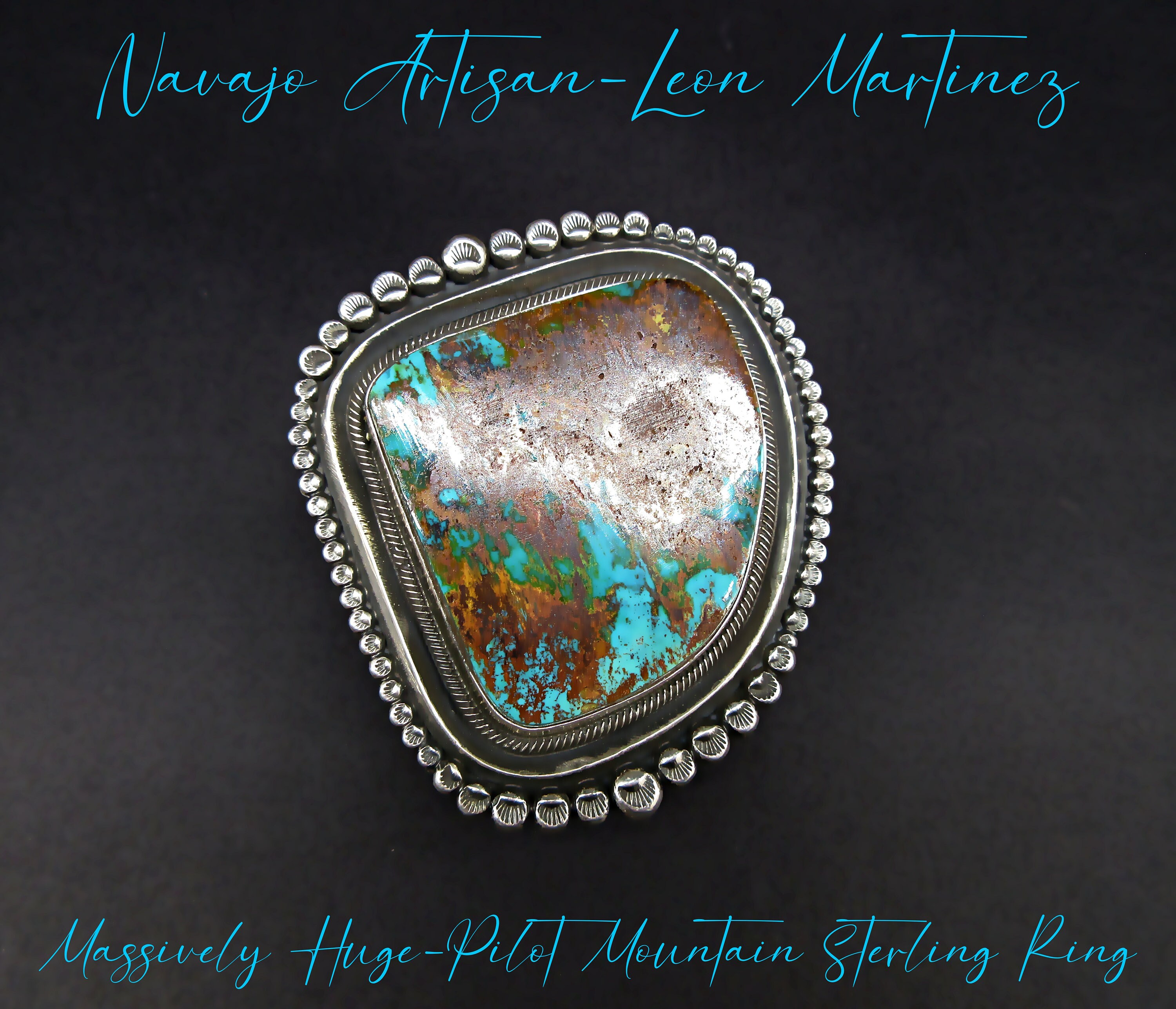 Tremendous Native American Navajo Lapis Sterling Silver Ring Betty Smith Signed Tremendous Native American Navajo Lapis Sterling Silver Ring Betty Smith Signed