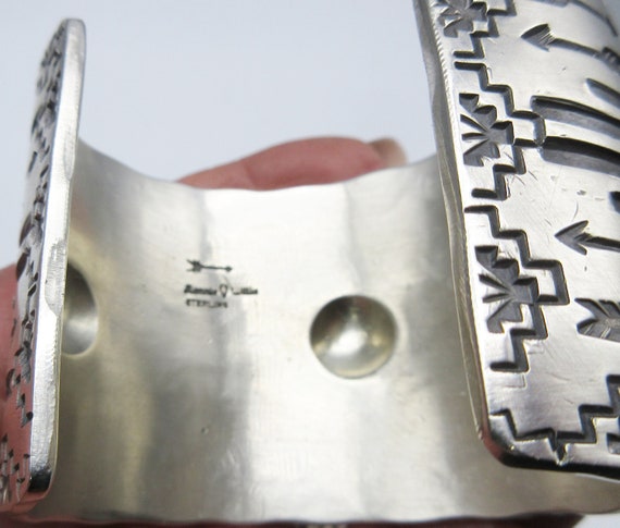 Best 7-1/2' Wrist Native American Navajo Space Kachina Sterling Silver Bracelet Cuff Best 7-1/2' Wrist Native American Navajo Space Kachina Sterling Silver Bracelet Cuff