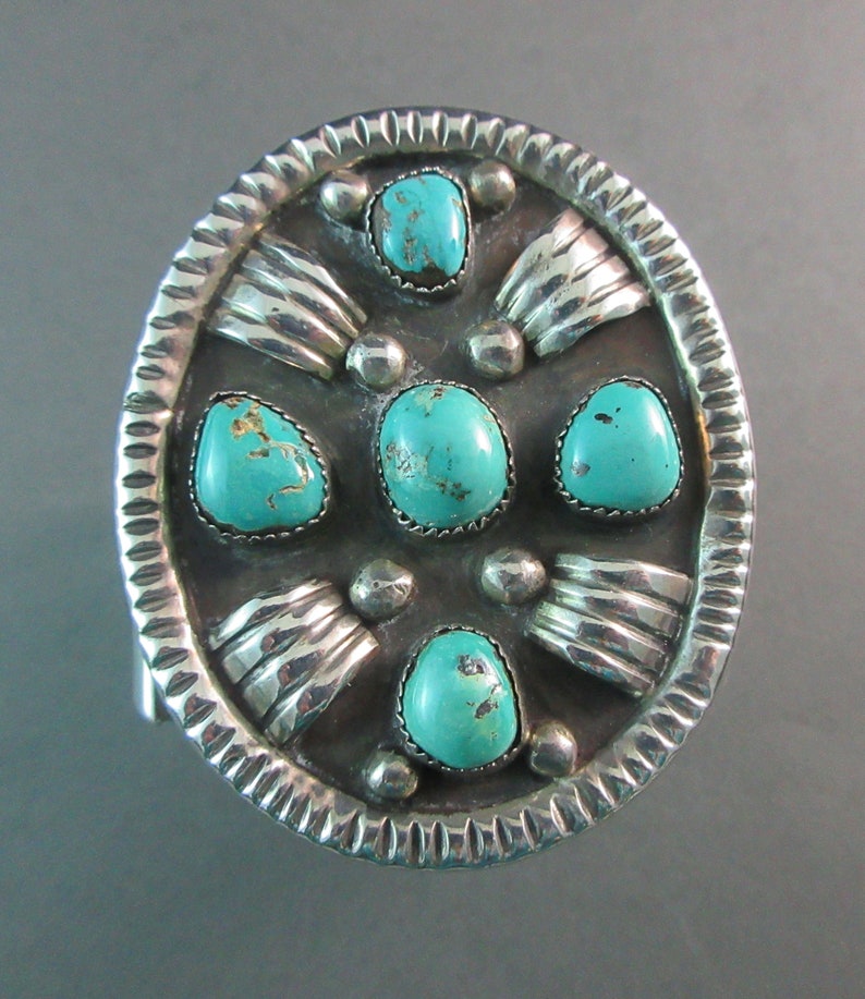 Navajo PAUL CHEE Vintage 1970's-Heavy Battle Mountain Turquoise Vintage Traditional Sterling Cuff 4.4 Ounces 23/4For Smaller Wrist image 4