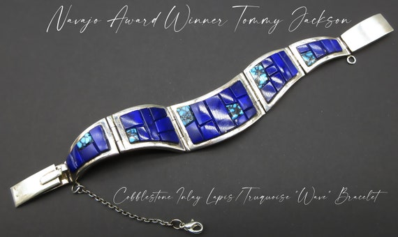 Tom Jackson Inlay Master Native American Navajo Turquoise Sterling Silver Bracelet Tom Jackson Inlay Master Native American Navajo Turquoise Sterling Silver Bracelet