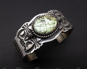 Numerous Award Winner Navajo Artisan-LEONARD NEZ-DAMELE Turquoise-Traditional Navajo Sterling Cuff-For 6-3/4" Wrist