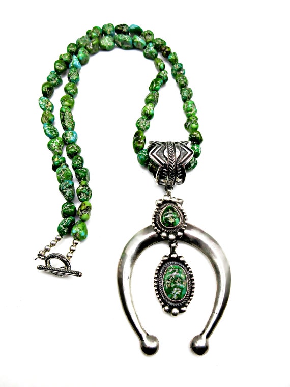 アクセサリー indian jewelry  Martinez Traditional Navajo Artisan-leon Martinez-intense PREMIUM Green