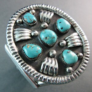 Navajo PAUL CHEE Vintage 1970's-Heavy Battle Mountain Turquoise Vintage Traditional Sterling Cuff 4.4 Ounces 23/4For Smaller Wrist image 6