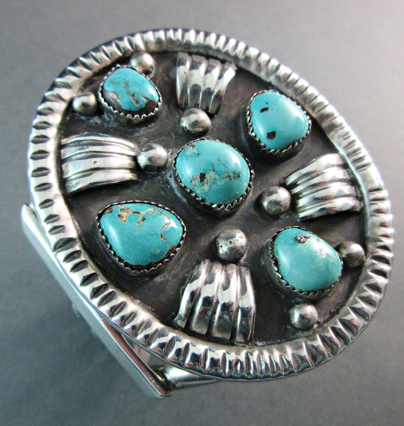 Navajo PAUL CHEE Vintage 1970's-Heavy Battle Mountain Turquoise Vintage Traditional Sterling Cuff 4.4 Ounces 23/4For Smaller Wrist image 6